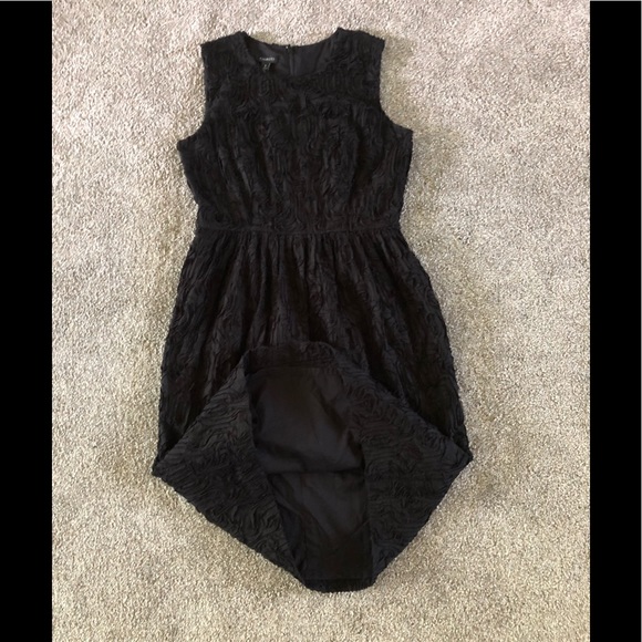 TALBOTS 100%Cotton Dress size 2 Sheath Textured Flowers  black pencil straight - Picture 9 of 14